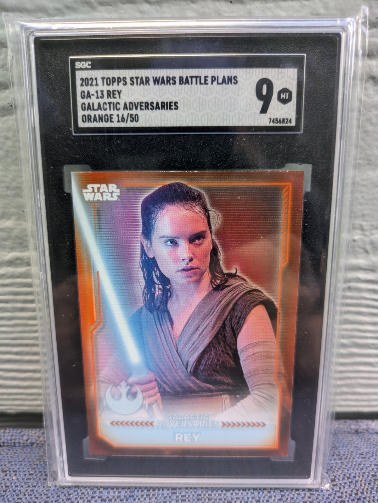 2021 Topps Star Wars Battle Plans Galactic Adversaries Orange 16/50 Rey SGC 9