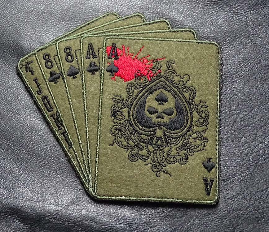 DEAD MAN'S HAND ACES SKULL ODA FOREST HOOK FASTENER PATCH