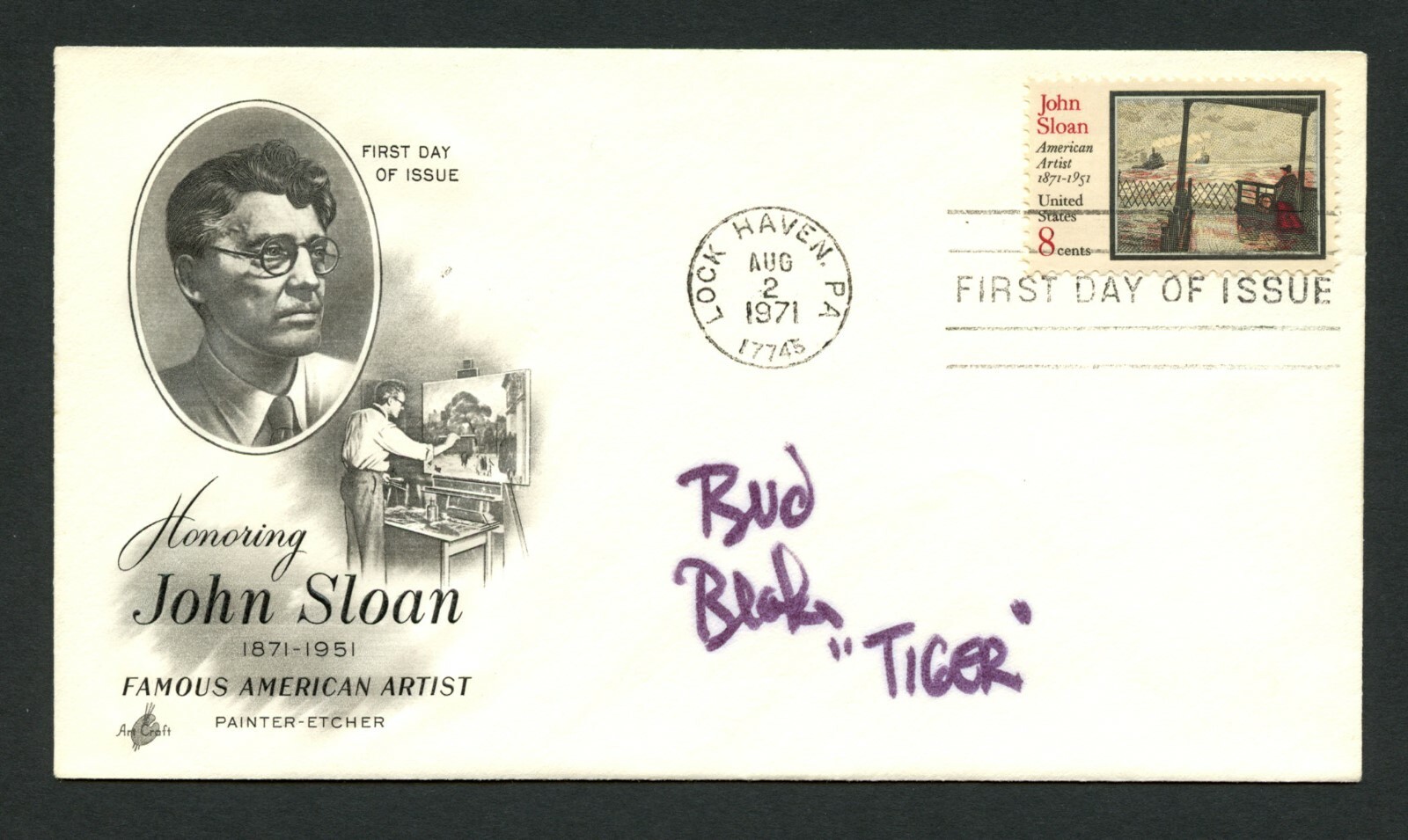 Bud Blake (d. 2005) signed autograph First Day Cover Comic Strip Tiger PC044
