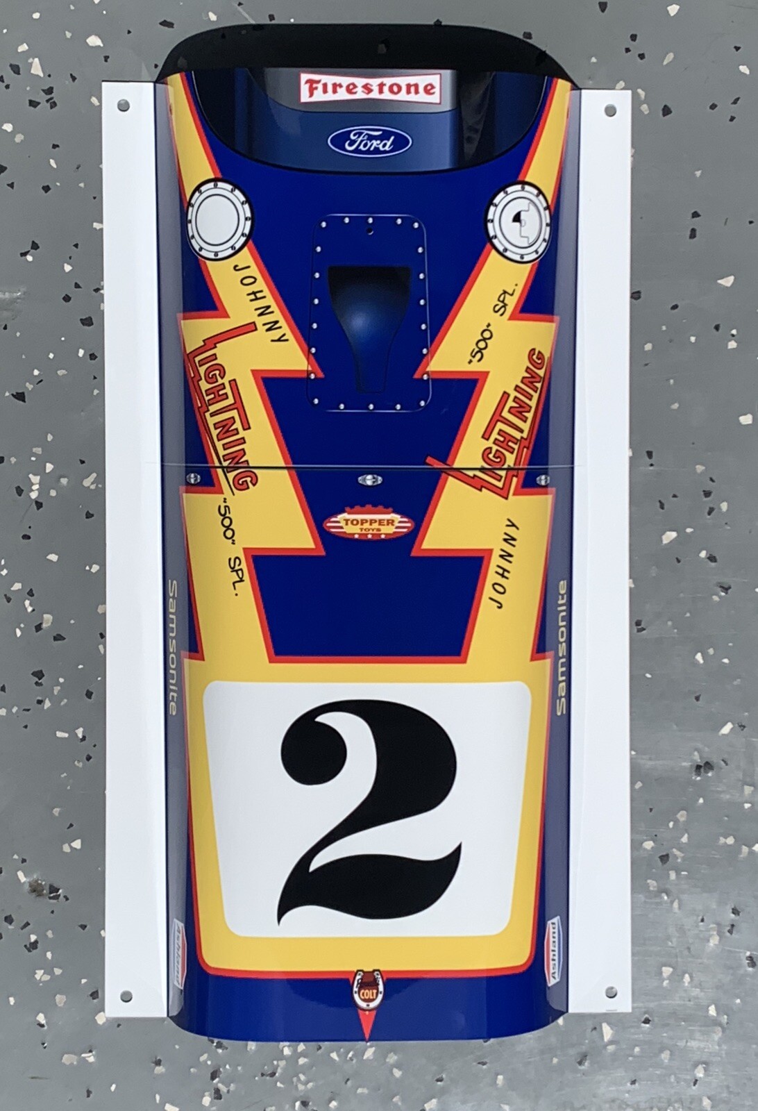 WOW1970 Indy 500 Johnny Lightning PJ Colt Ford Race Car Nose Sign