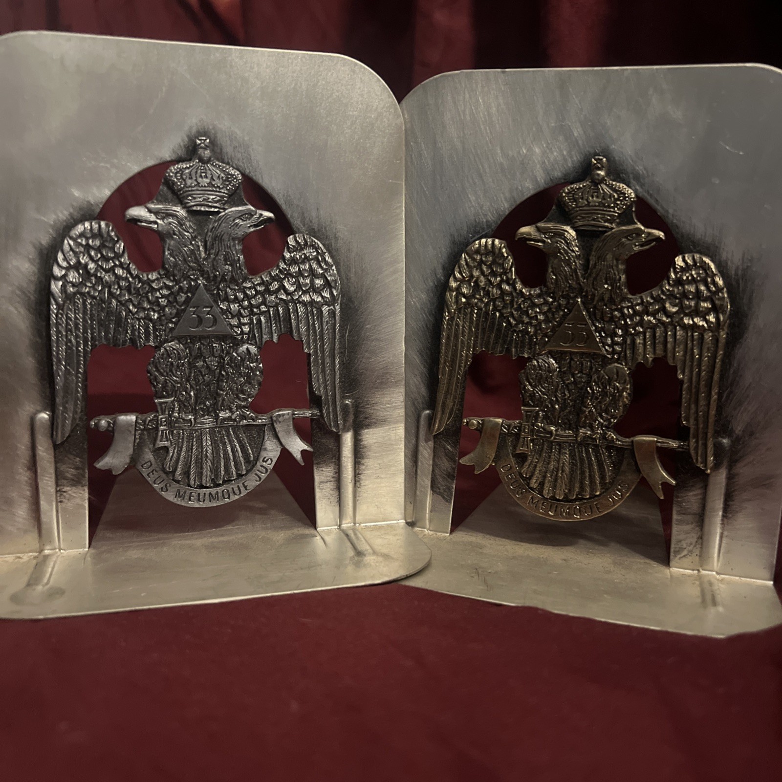 FREEMASONS Masonic 33 Scottish Rite Double Headed Eagle BOOKENDS Metzke 1980 USA
