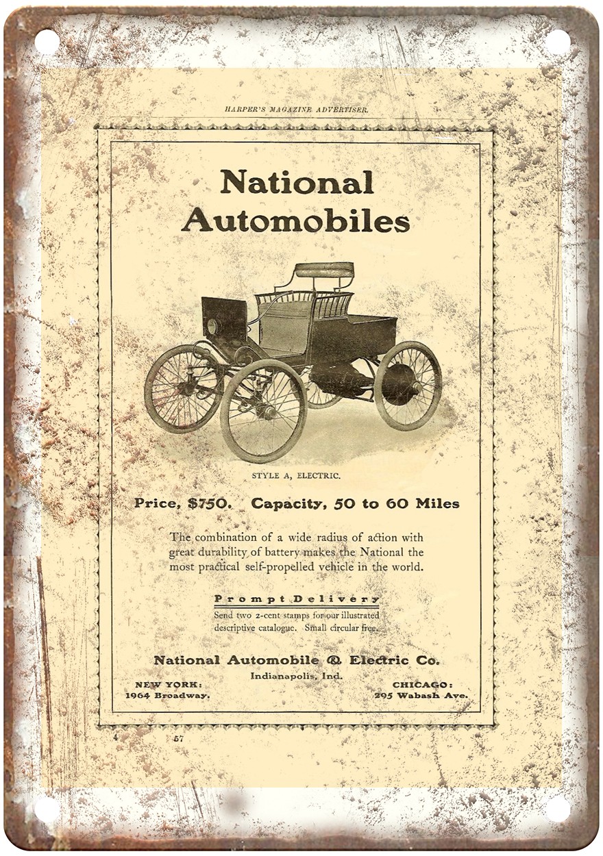 1901 National Vintage Automobile Ad Retro Look Metal Sign AM8445
