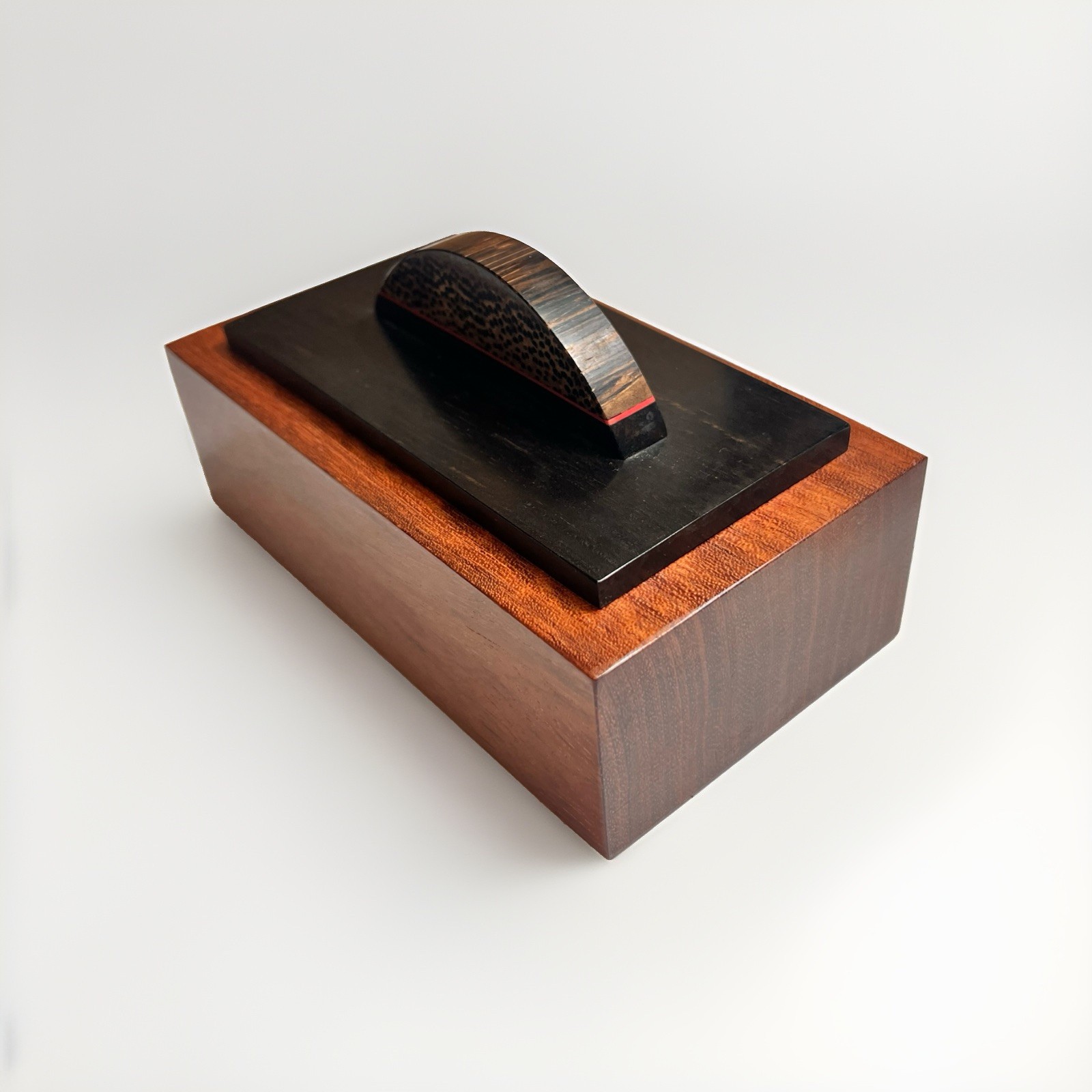 VTG Jeffrey Seaton Studio Art Wood Box African Bubinga Ebony Blackpalm Signed