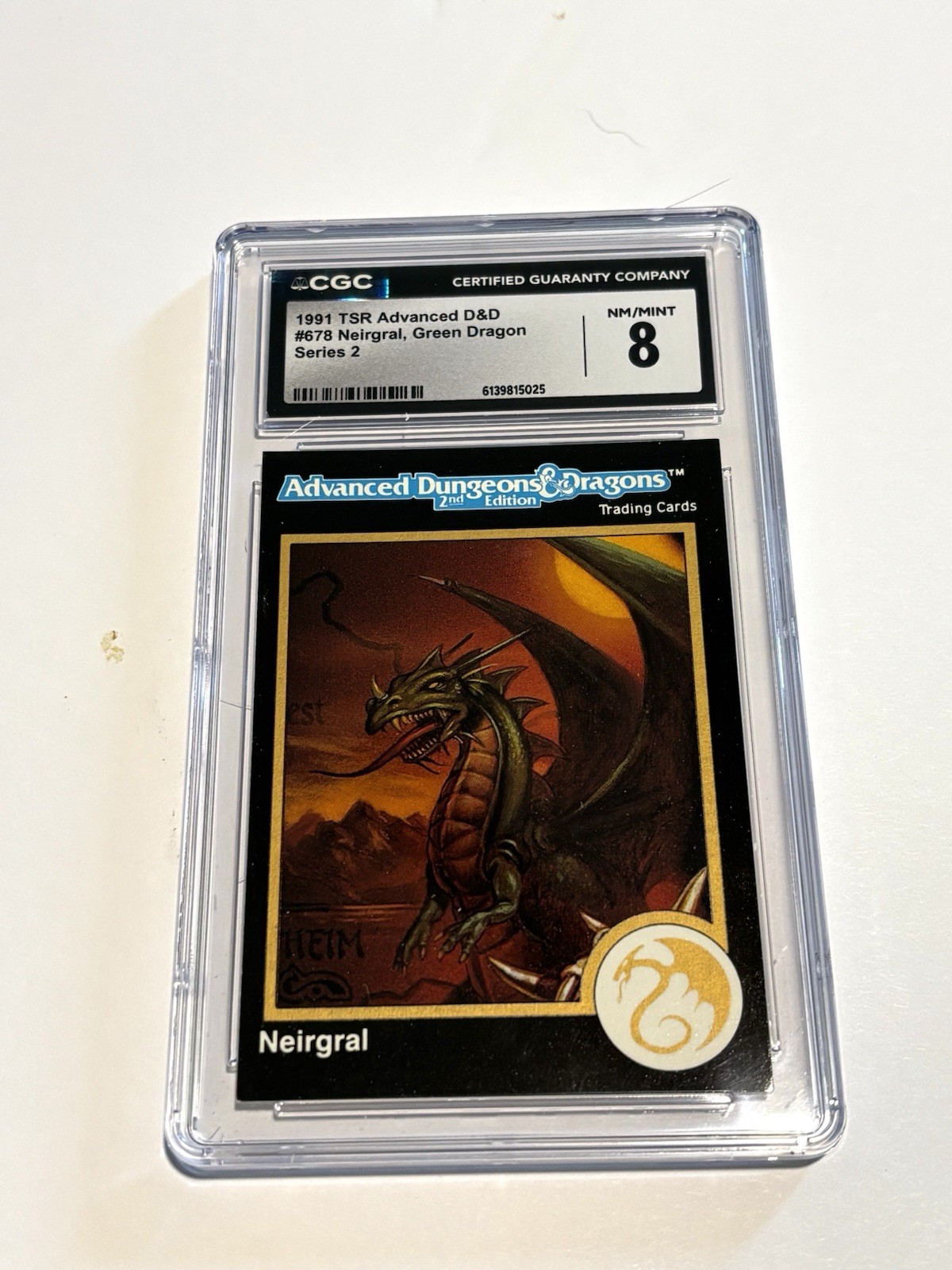 1991 TSR Advanced D&D#678 Neirgral, Green Dragon Gold Dungeons & Dragons CGC 8