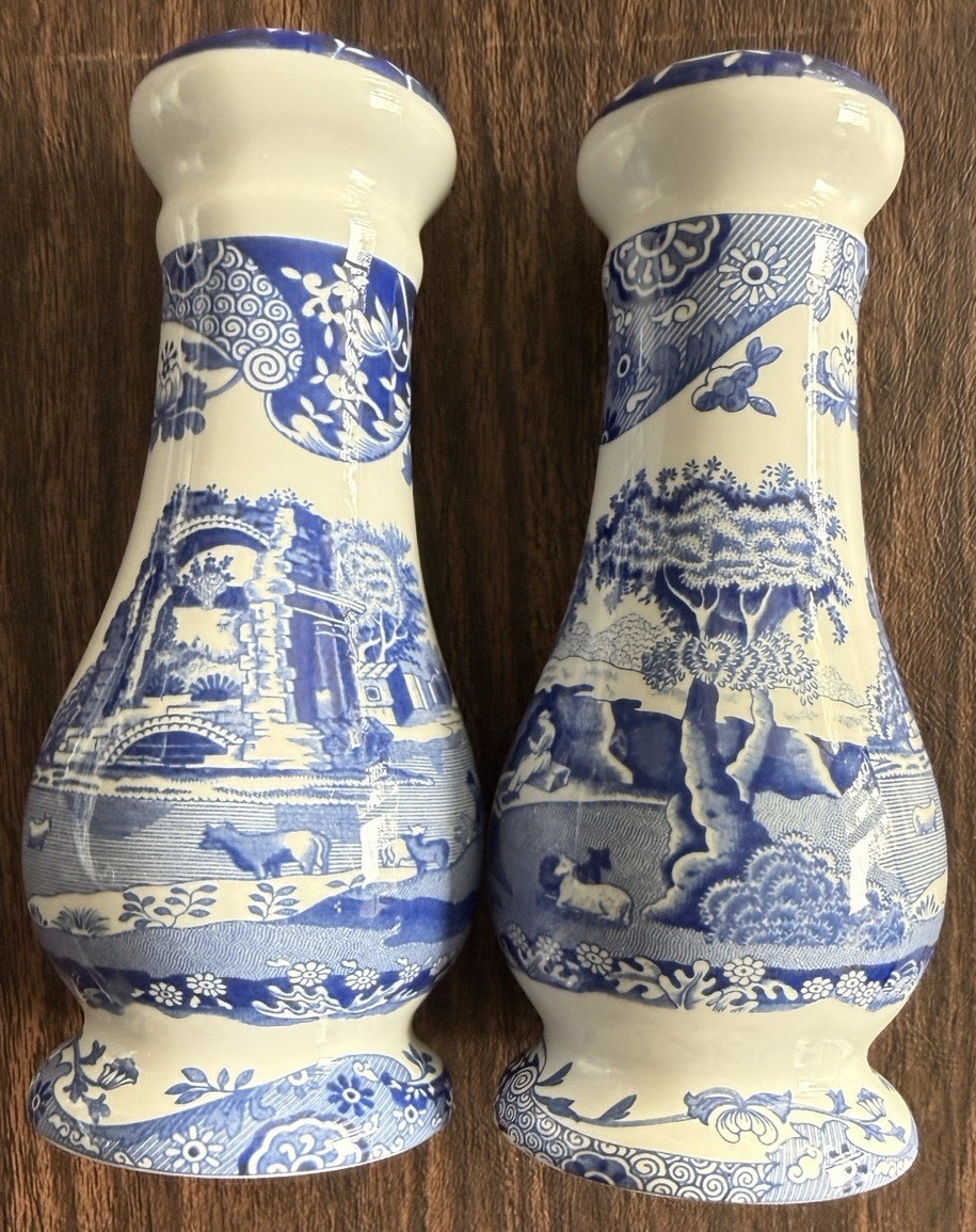 Spode Blue Italian Salt & Pepper Set NEW