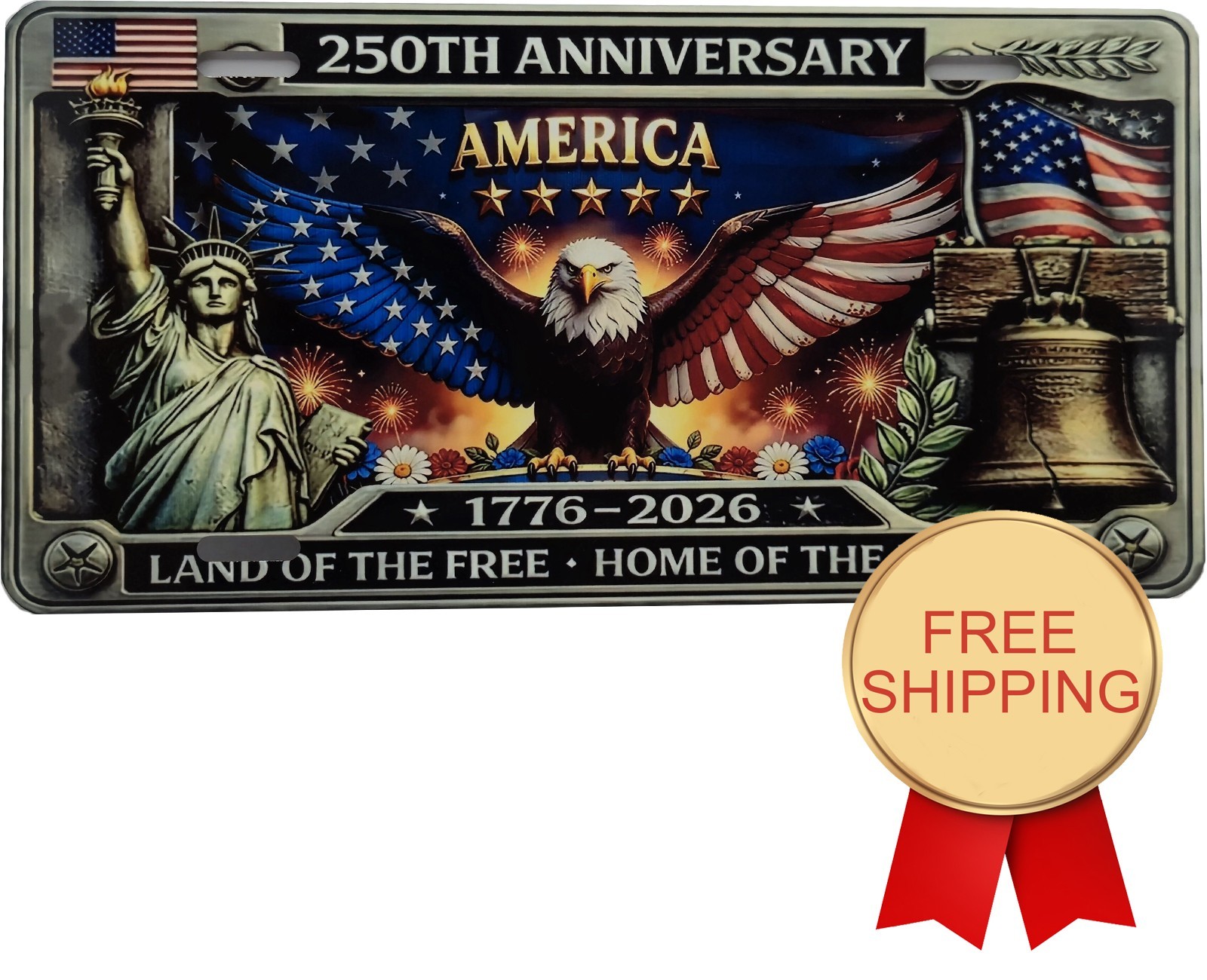 Independence Day July 4th 250th Anniversary Commemorative License Plate Decorati