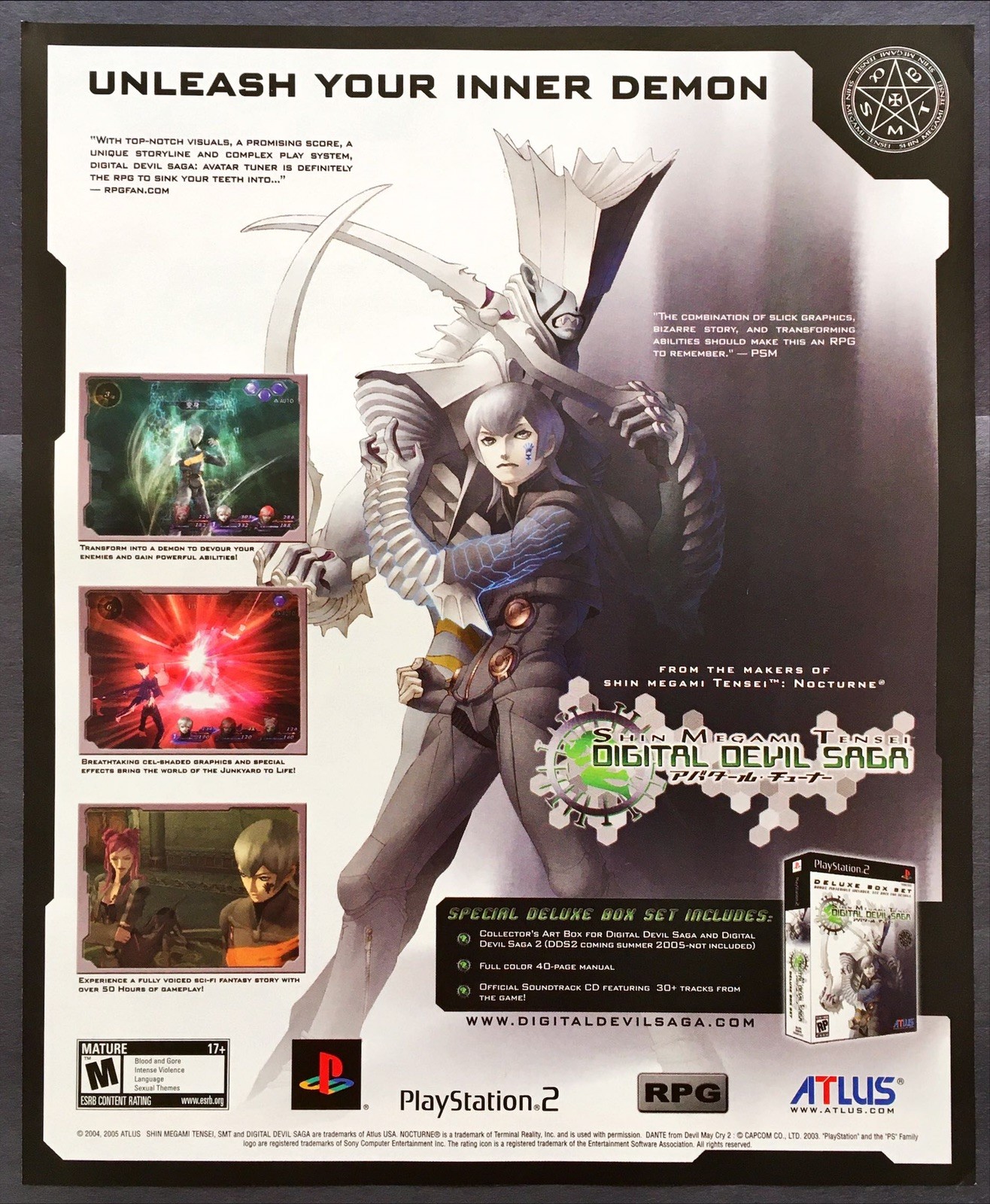 Vintage Print Ad 2005 Digital Devil Saga Atlus PS2 Original Promo Poster Art