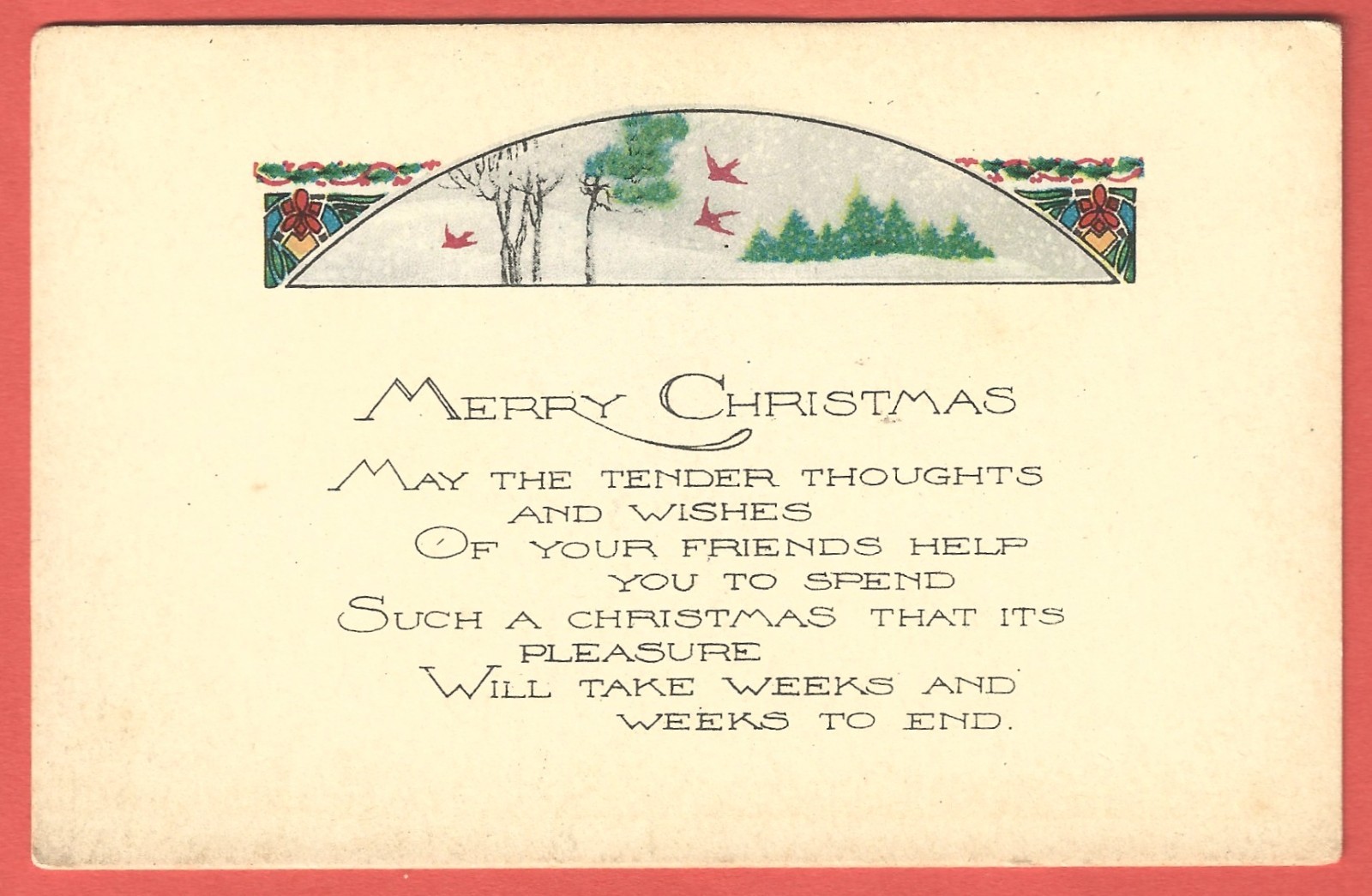 MERRY CHRISTMAS CARD with Poem – c. 1915 Postcard