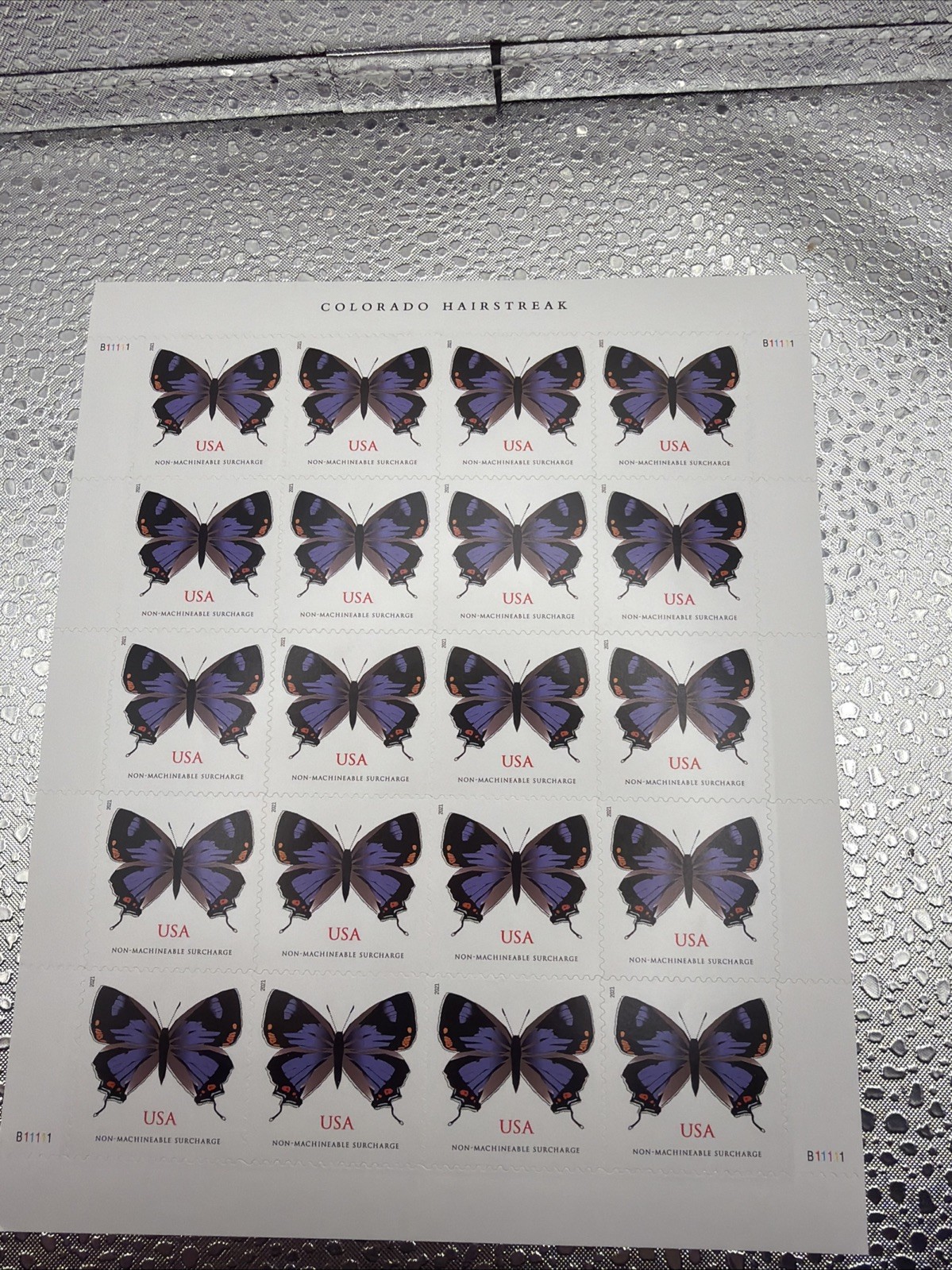 2021 Colorado Hairstreak Non-Machinable 5 Sheets Self-Adhesive MNH 100 Pcs