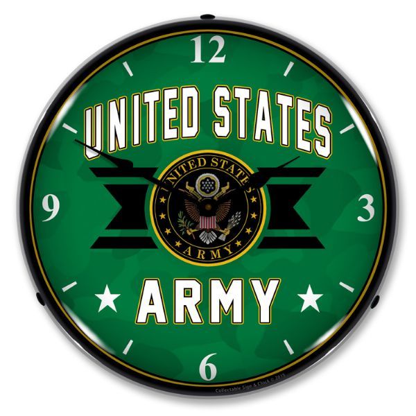 NEW UNITED STATES ARMY  L.E.D.  LIGHTED RETRO CLOCK - WE PAY THE SHIPPING*
