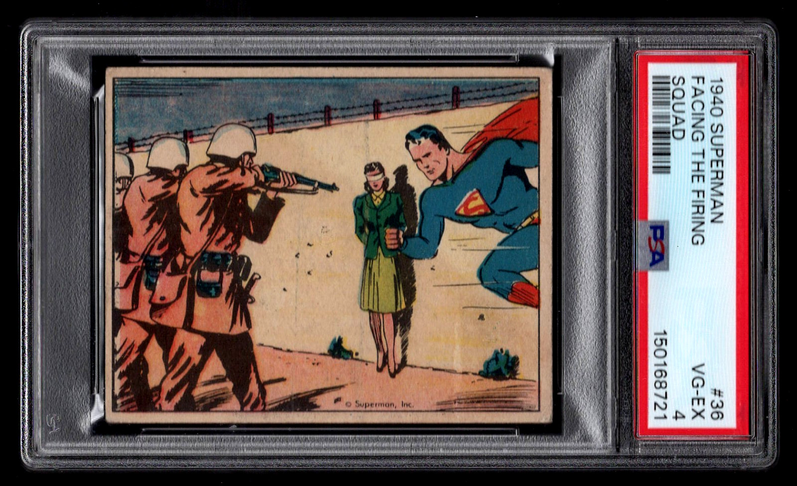 1940 SUPERMAN FACING THE FIRING SQUAD CARD #36 PSA 4 VG-EX GUM INC. RARE