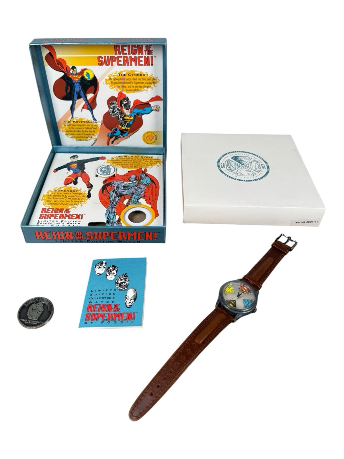 Fossil Superman Collectors Watch Limited Edition 1993 Reign of the Supermen RARE