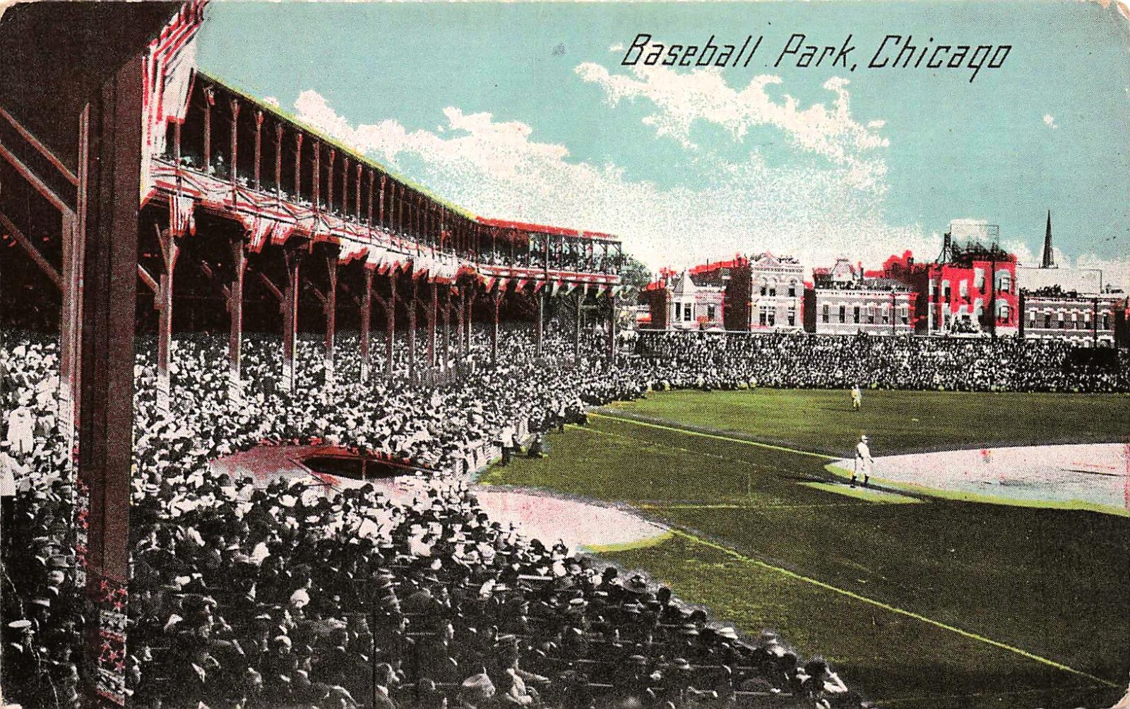 West Side Park Baseball Stadium Chicago Cubs Vtg Postcard H43