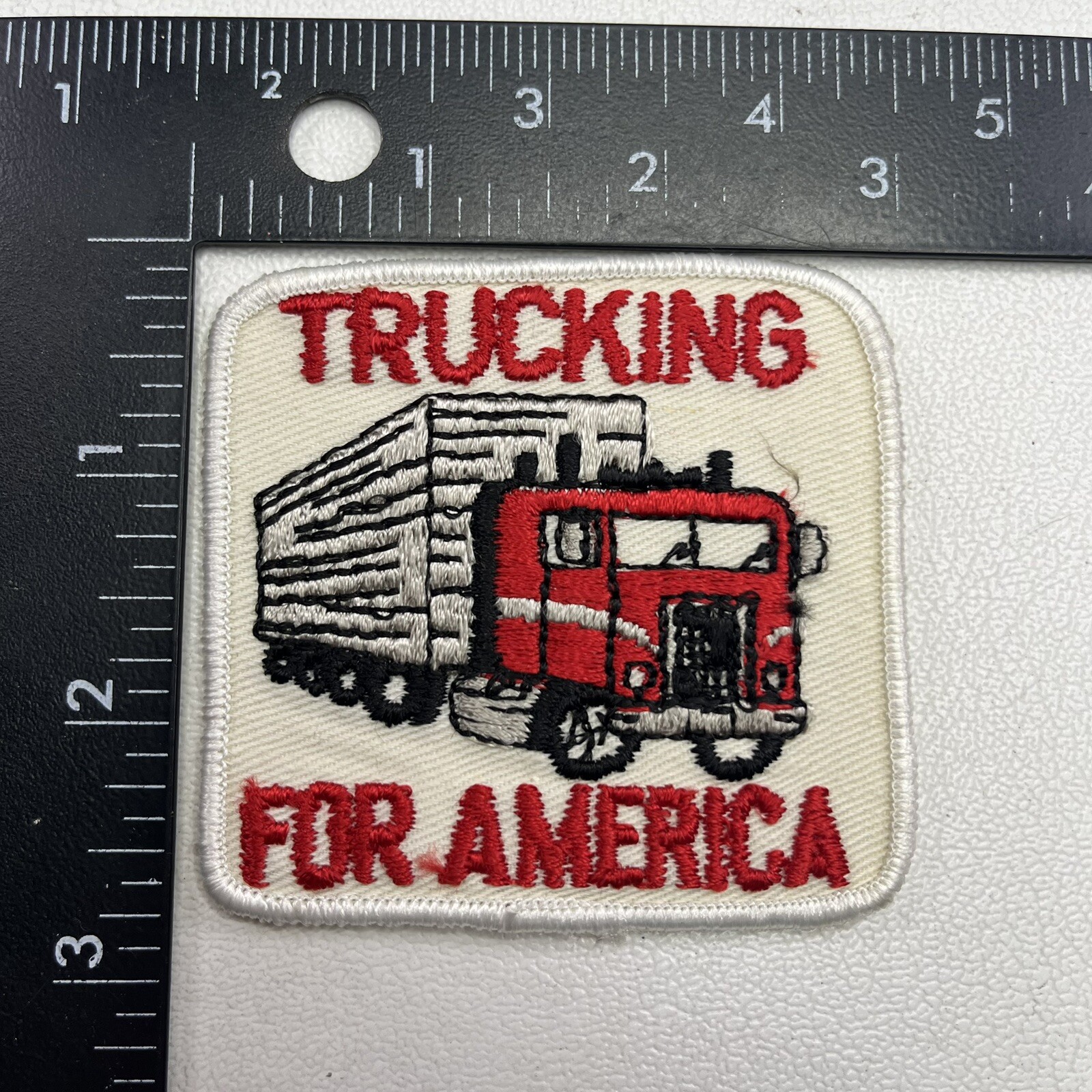 Vtg Semi-Truck Tractor Trailer TRUCKING FOR AMERICA Patch 17R8