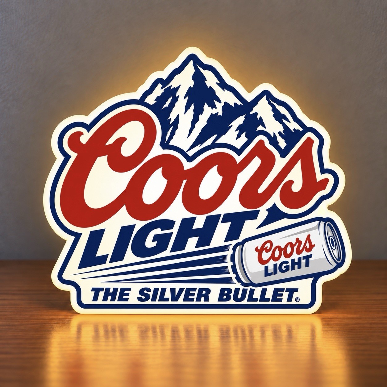 Coors Light The Silver Bullet LED LightBox Display USB Dimmable Beer Bar Sign