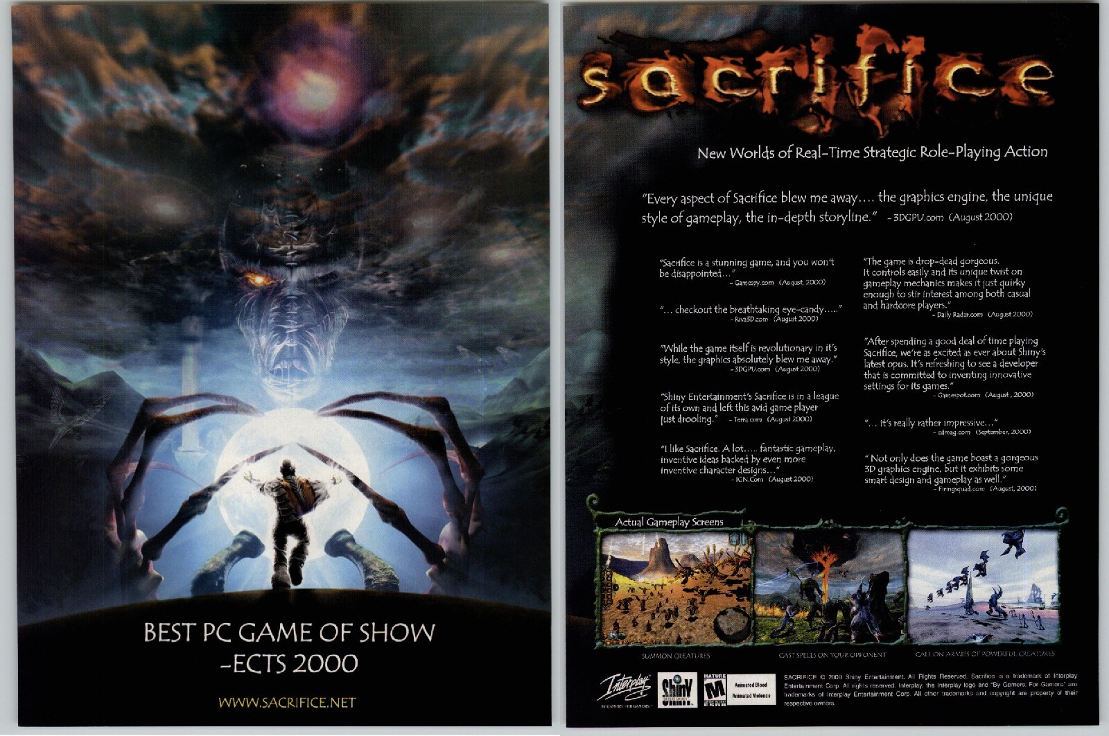 Sacrifice Real Time Strategy RPG PC Video Game Art 2000 Vintage Print Ad Poster 