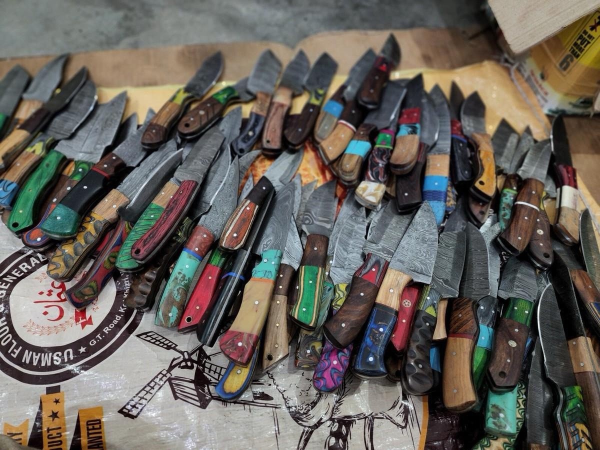 LOT OF 100 PCS CUSTOM HANDMADE DAMASCUS STEEL MIX SKINNER KNIVES EDC