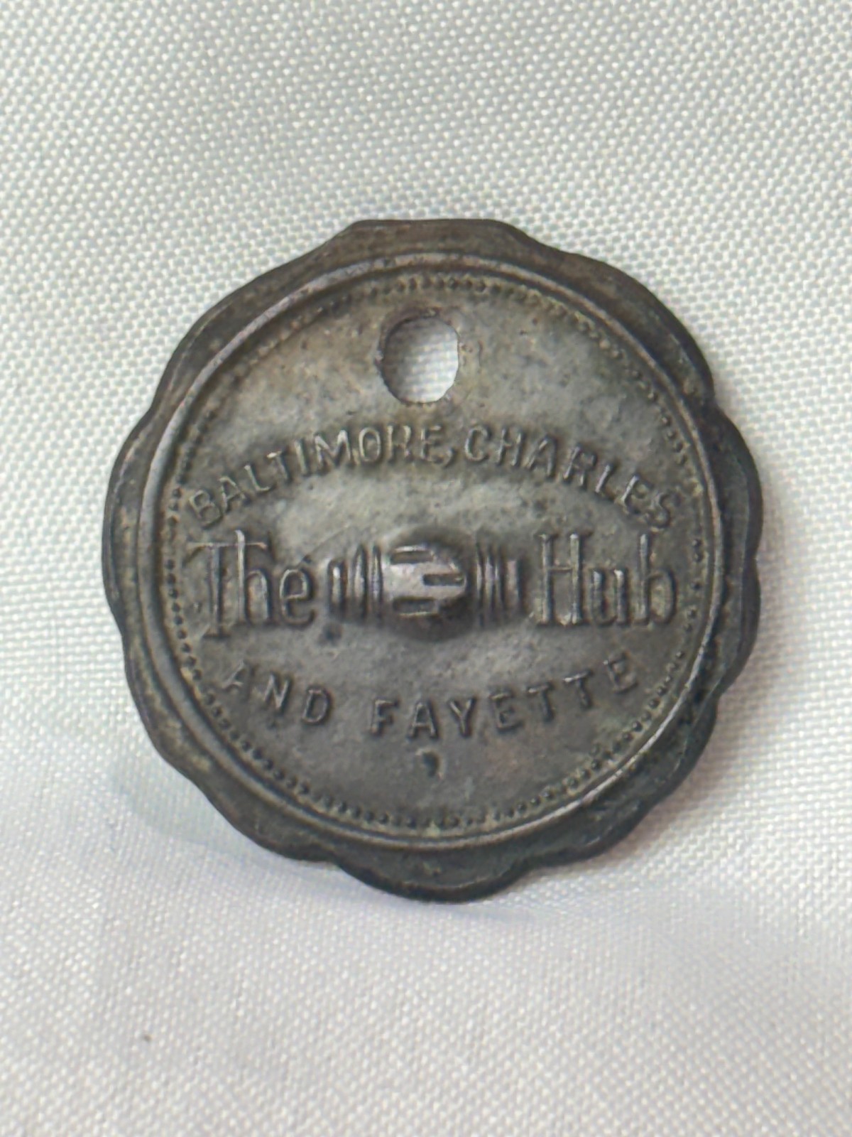 1930's THE HUB Chit Token FOB Baltimore Dept. Store Baltimore Charles Fayette St