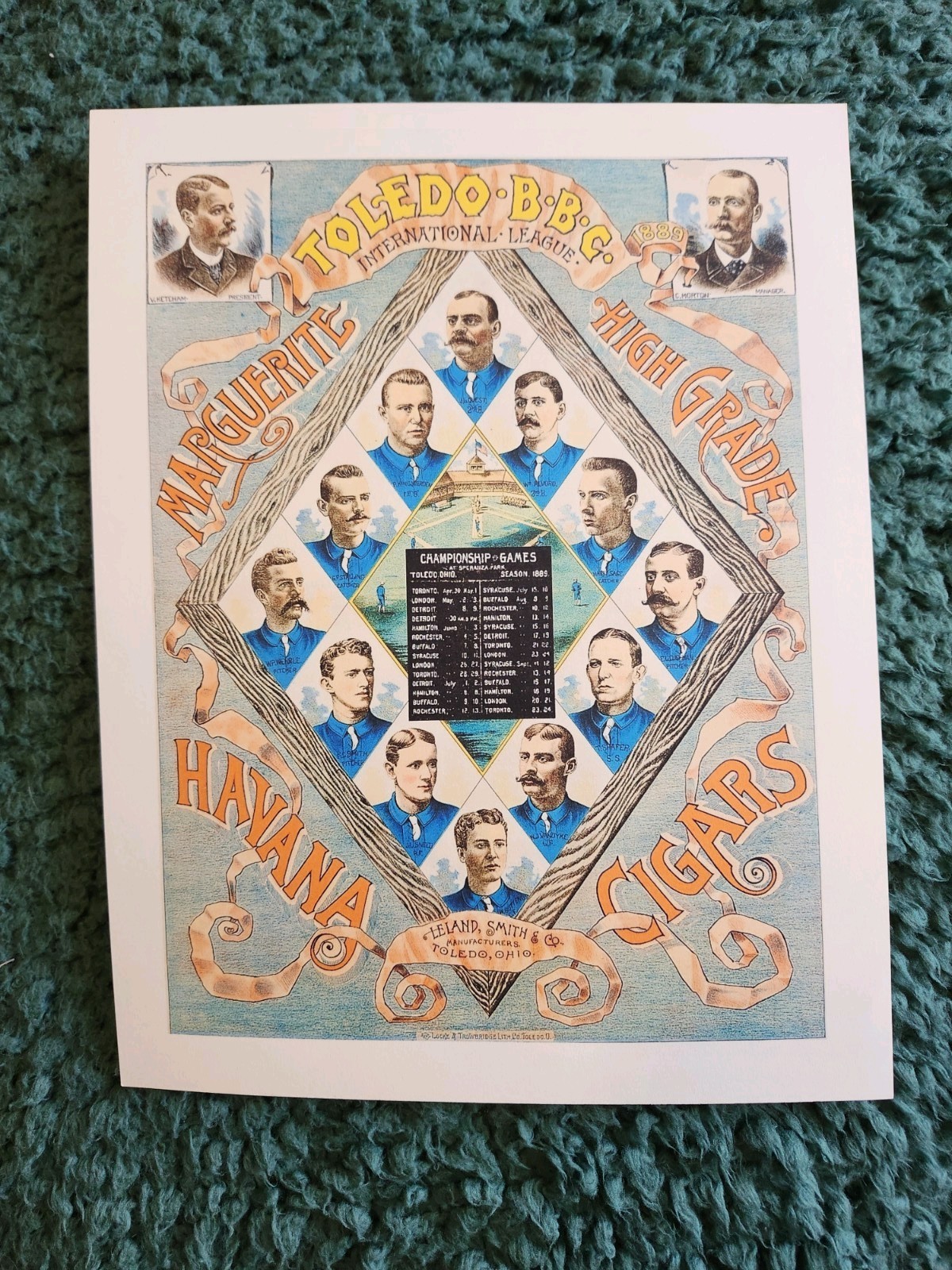 1880s Baseball Advertising Toledo Ohio Baseball Club Havana Cigars Advertising 