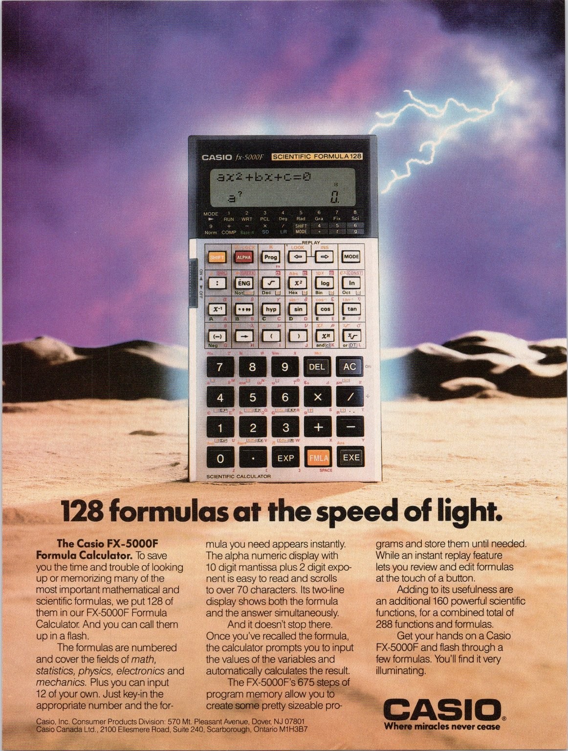 CASIO fx-5000F Scientific Formula Calculator 1988 Vintage Magazine Ad Retro