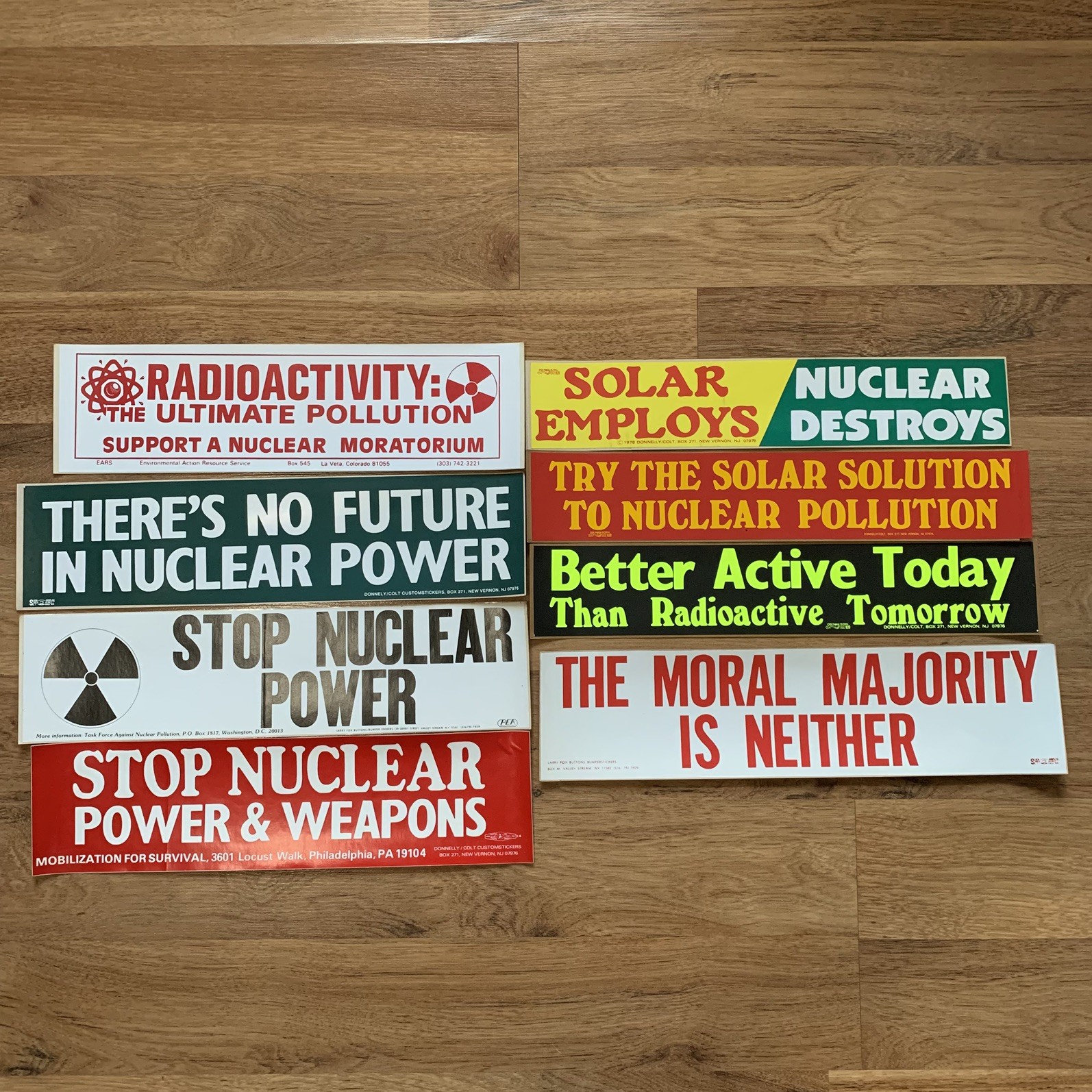 Lot of 8 Vintage 1970-1980s Anti-Nuclear Bumper Stickers 