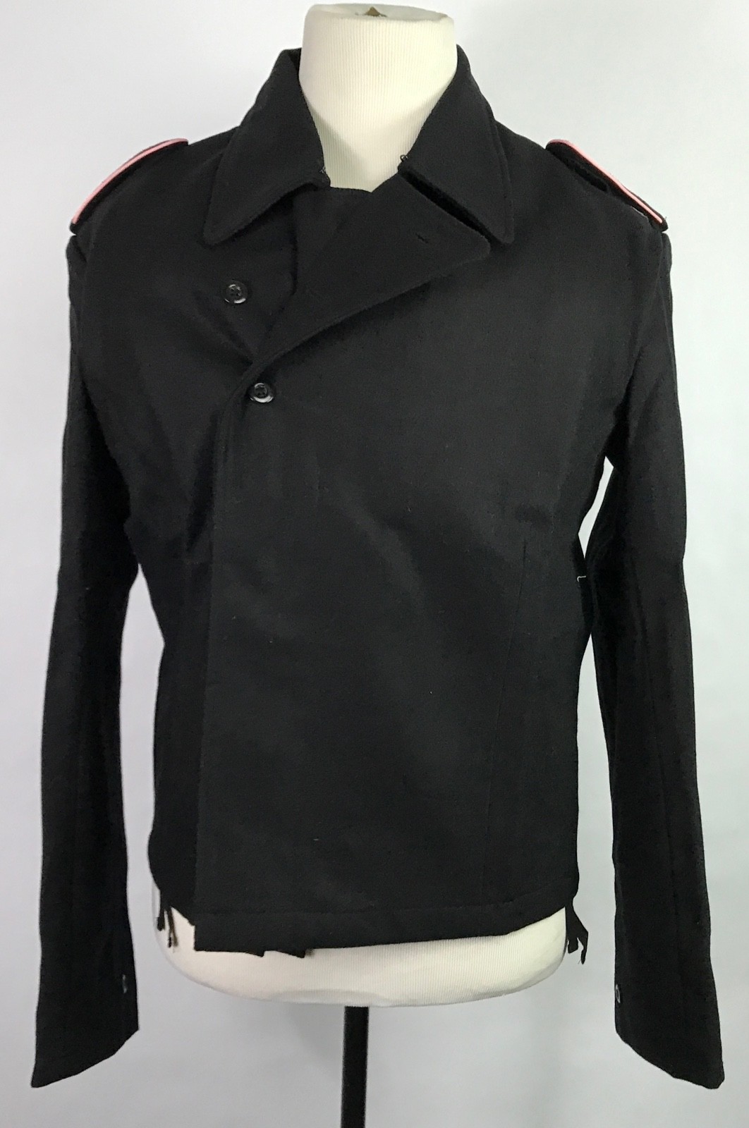 WWII GERMAN WAFFEN PANZER TANKER BLACK WOOL WRAP JACKET-SIZE 1 (38-42R)