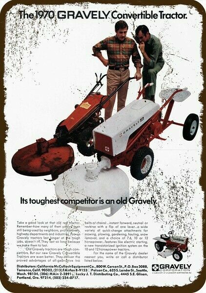 1970 GRAVELY Convertible Tractor & Mower Vntg-Look DECORATIVE REPLICA METAL SIGN