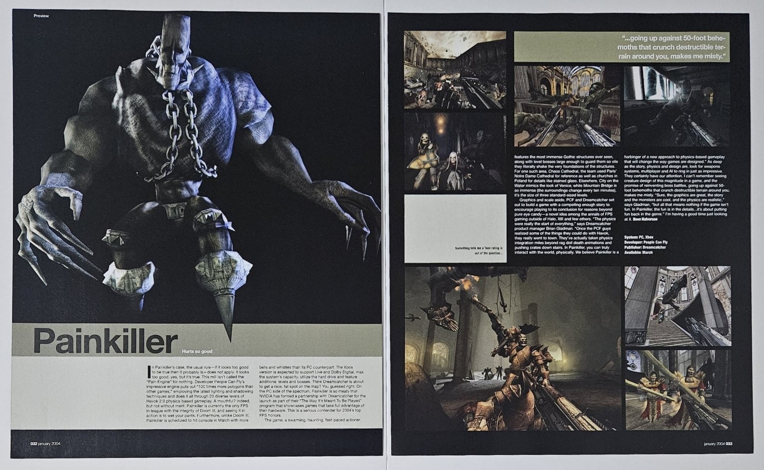 Painkiller Video Game Magazine Preview Ad PC Xbox DreamCatcher 2004