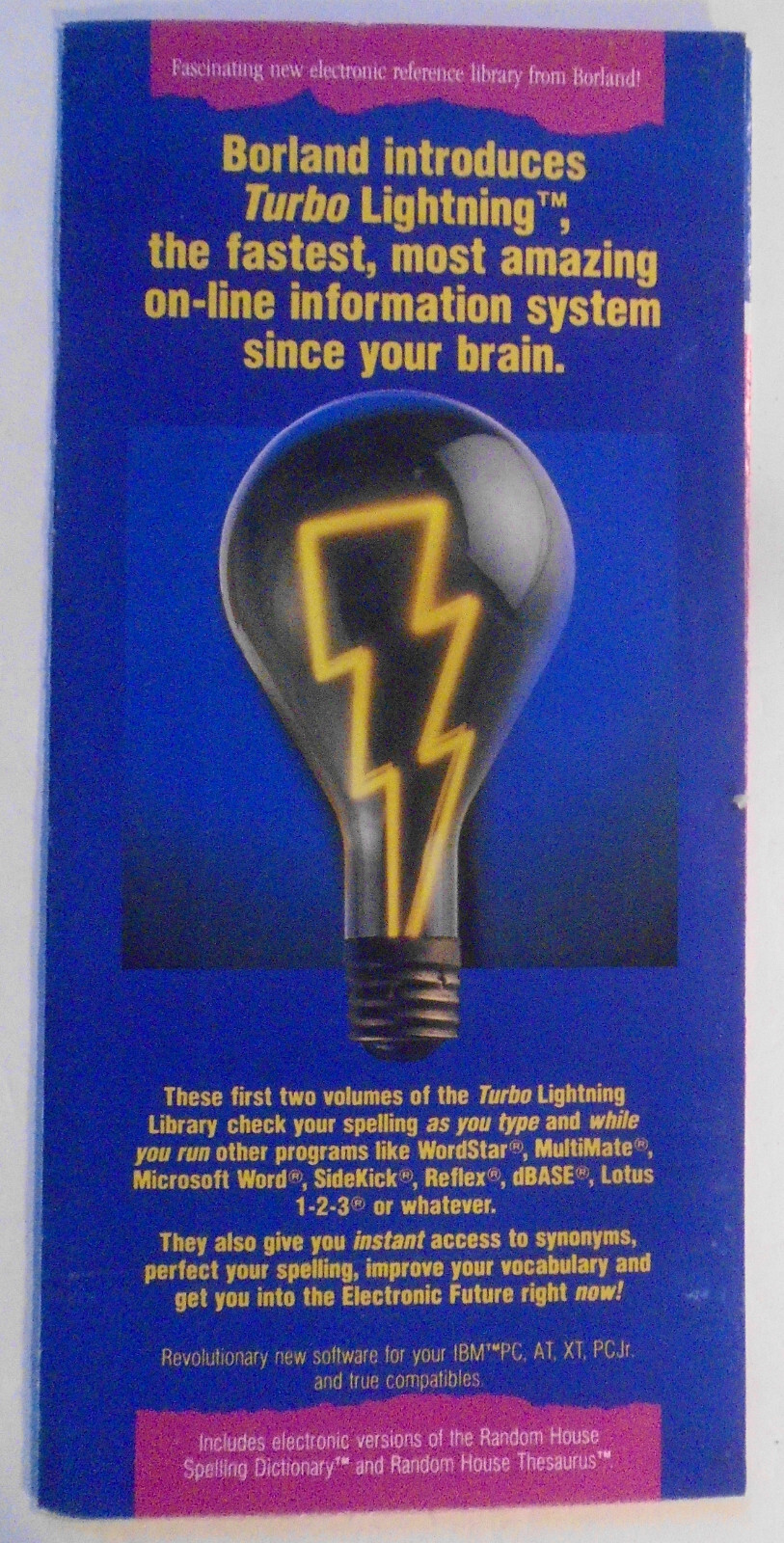 [Artificial intelligence] Borland Turbo Lightning announcement brochure, 1985.