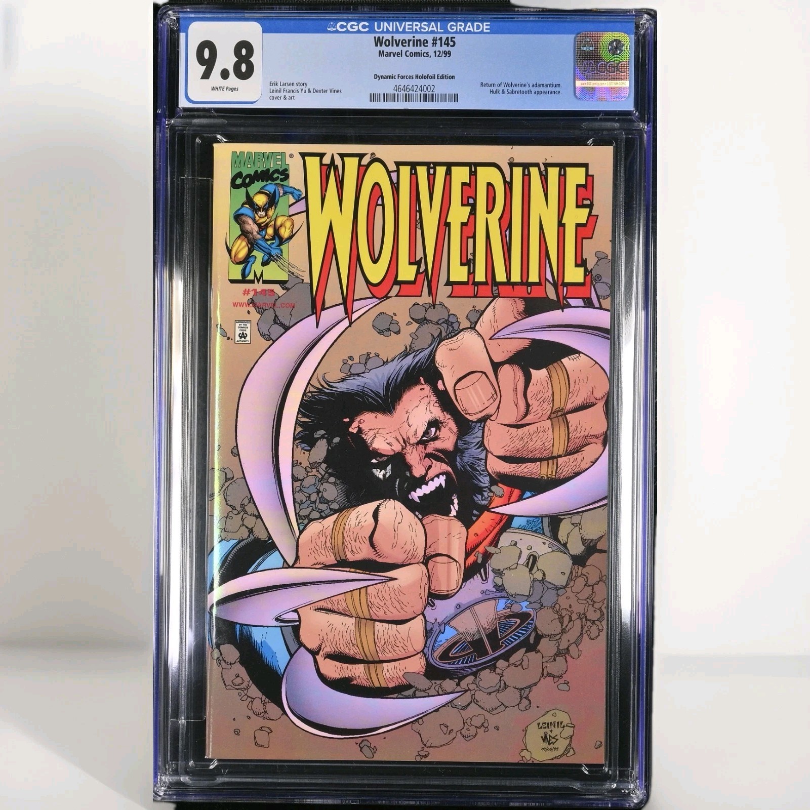Wolverine #145 Dynamic Forces Holofoil Chromium Chrome Variant CGC 9.8 COA XMen
