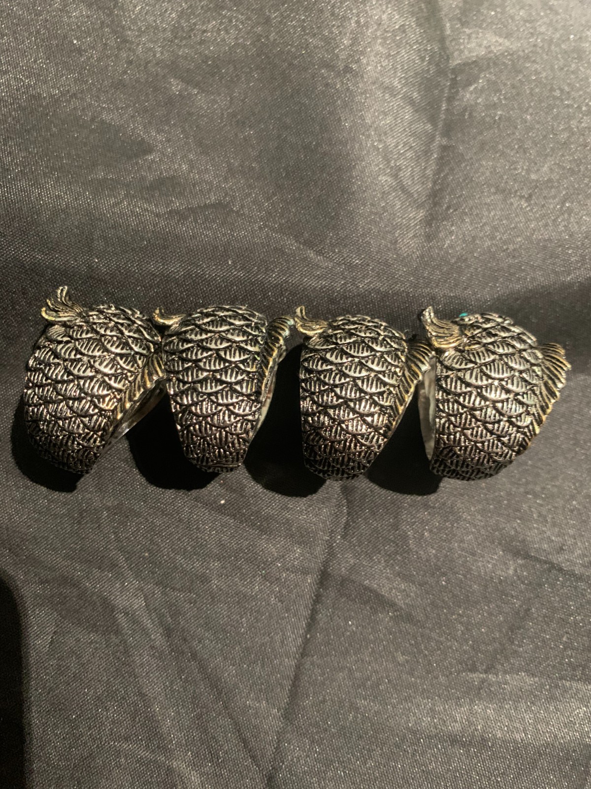 4 Pcs Lovely Tibetan Silver Hand Made *Fish* Rings 