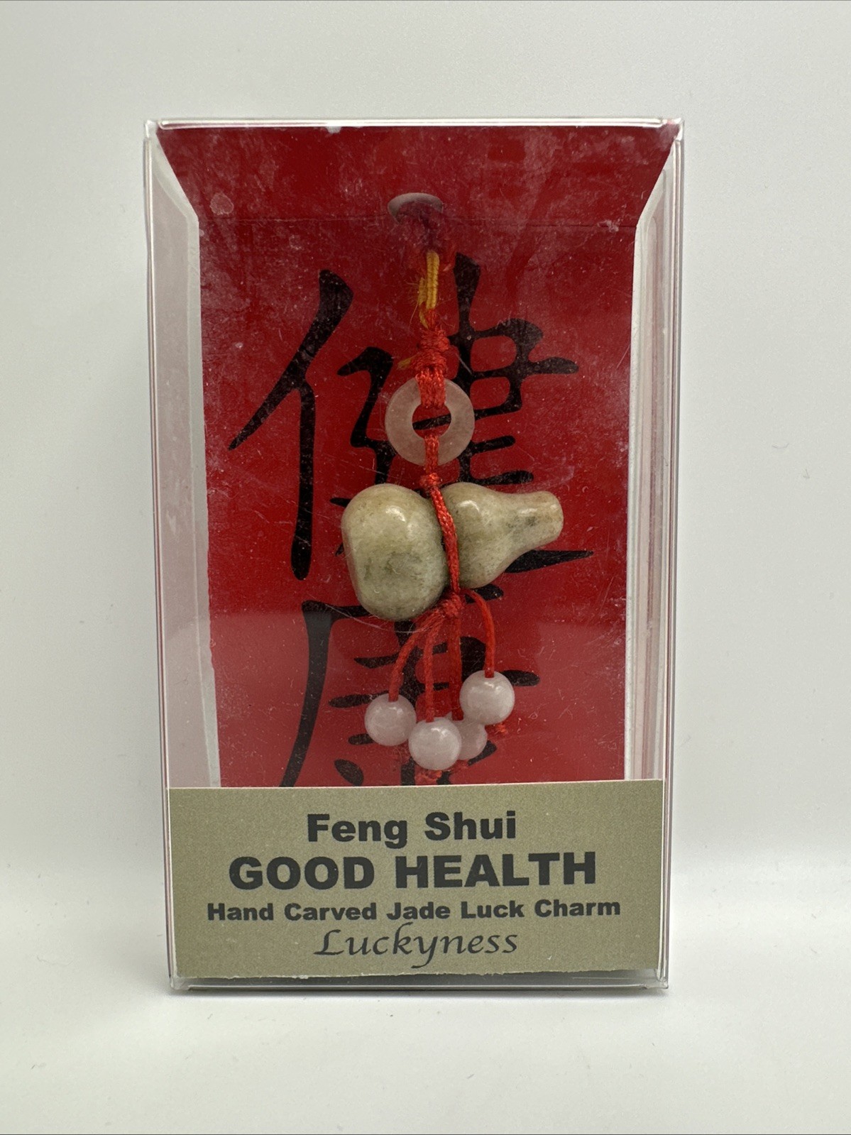 Chinese Talisman GOOD HEALTH LONGEVITY Hand Carved Jade Good Luck Charm 2004