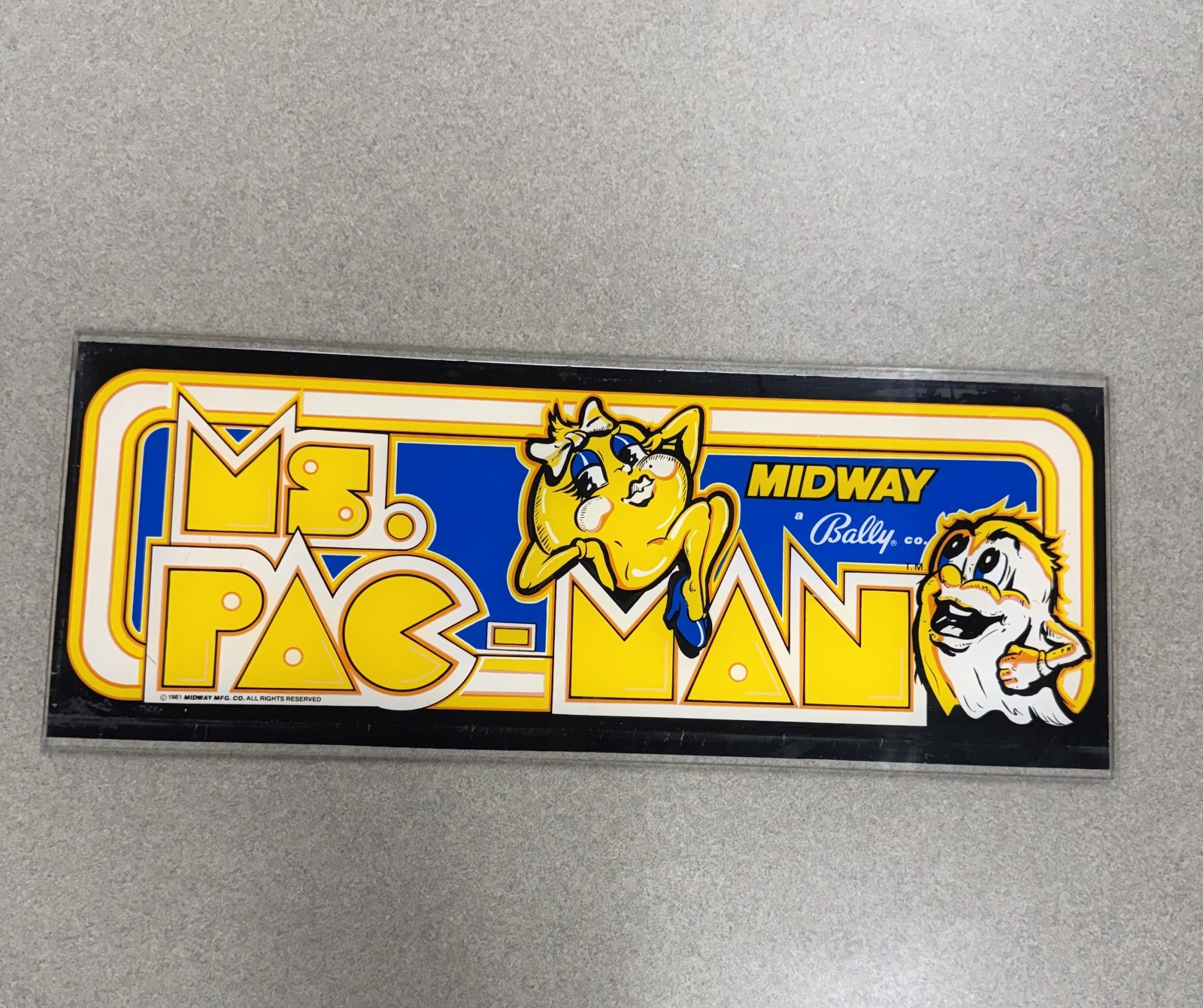 Ms. Pac-Man Arcade Marquee Bally Midway. Original