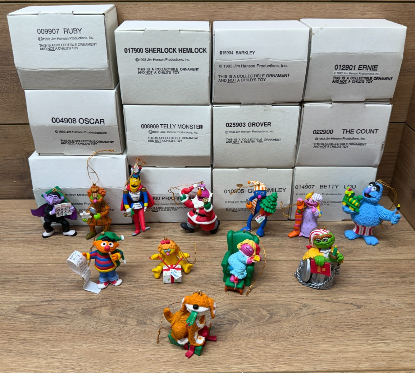 Vintage Sesame Street Character Figural Ornament Lot of 12 Grolier 1992 1993