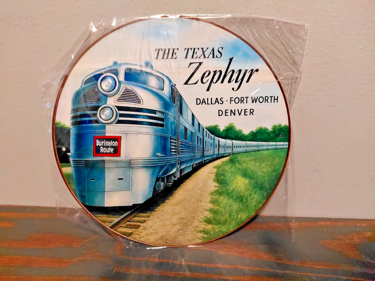 The Texas ZEPHYR Dallas Fort Worth Denver  Metal Sign  8 x 8 inch