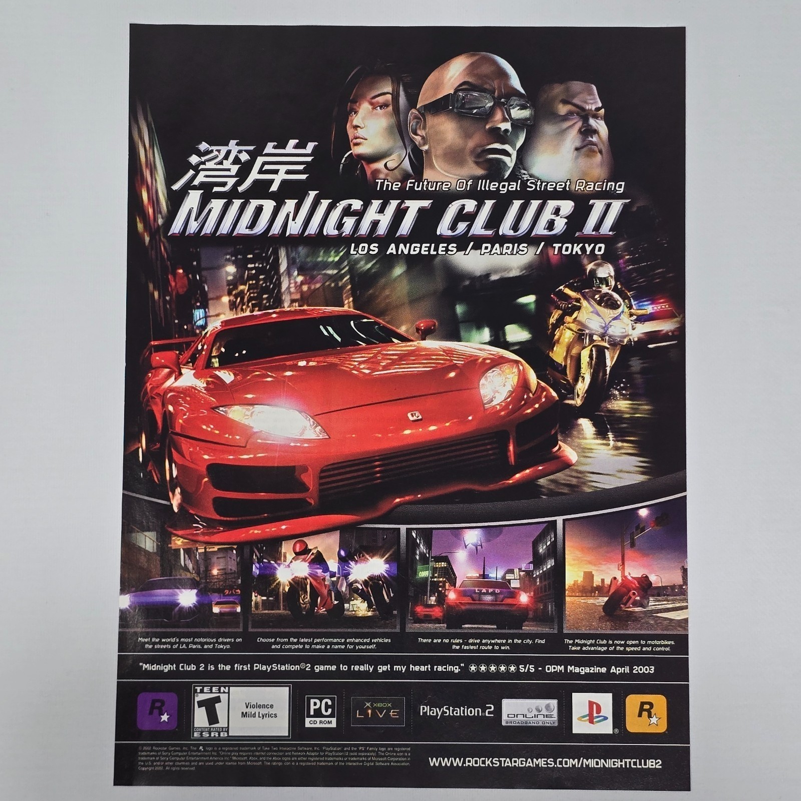 Midnight Club II 2 Xbox PS2 PC Authentic Magazine Ad