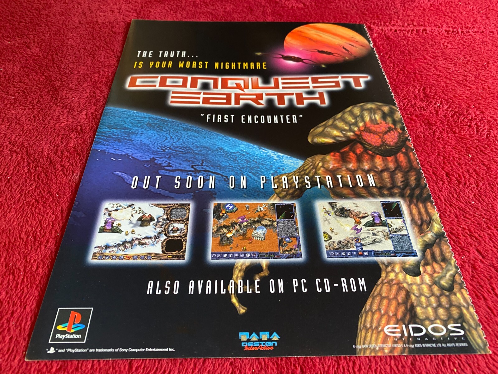PAD59 GAME ADVERT 12X9 CONQUEST EARTH : PLAYSTATION & PC CD ROM