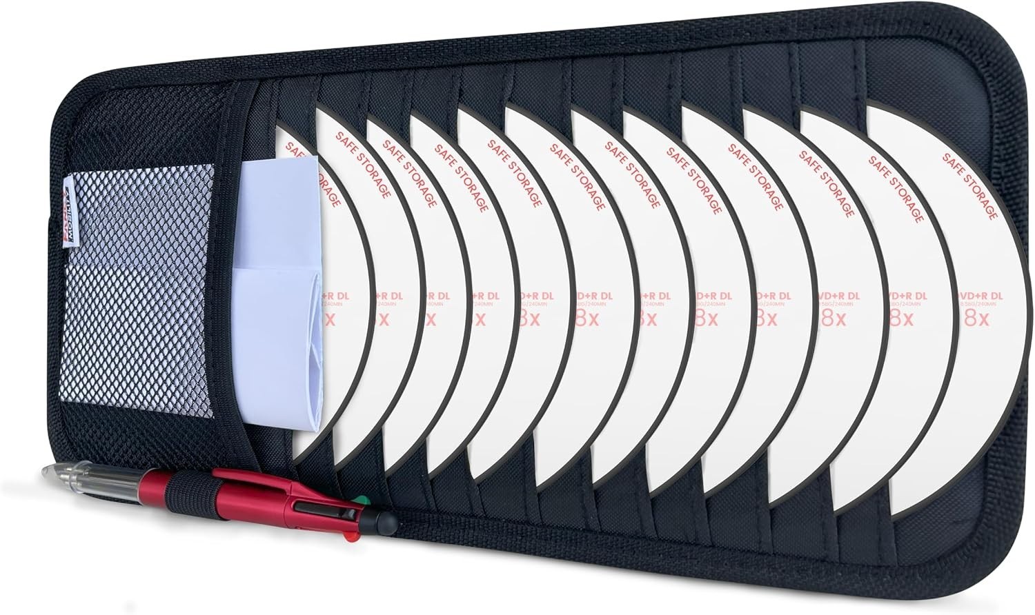 Car CD Case Holder Sun Visor Organizer for 12 CDs DVDs Mesh Pocket Black