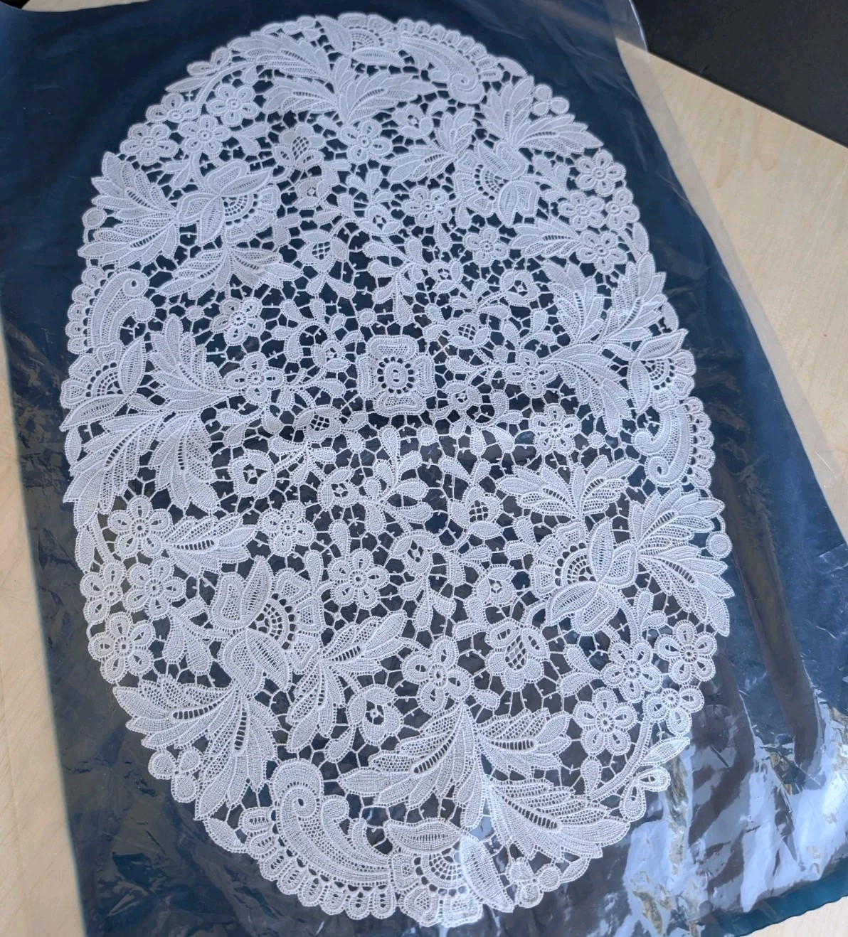 Vtg Italian Lace Doily Table Topper Floral Oval White NOS Sealed Made Italy New