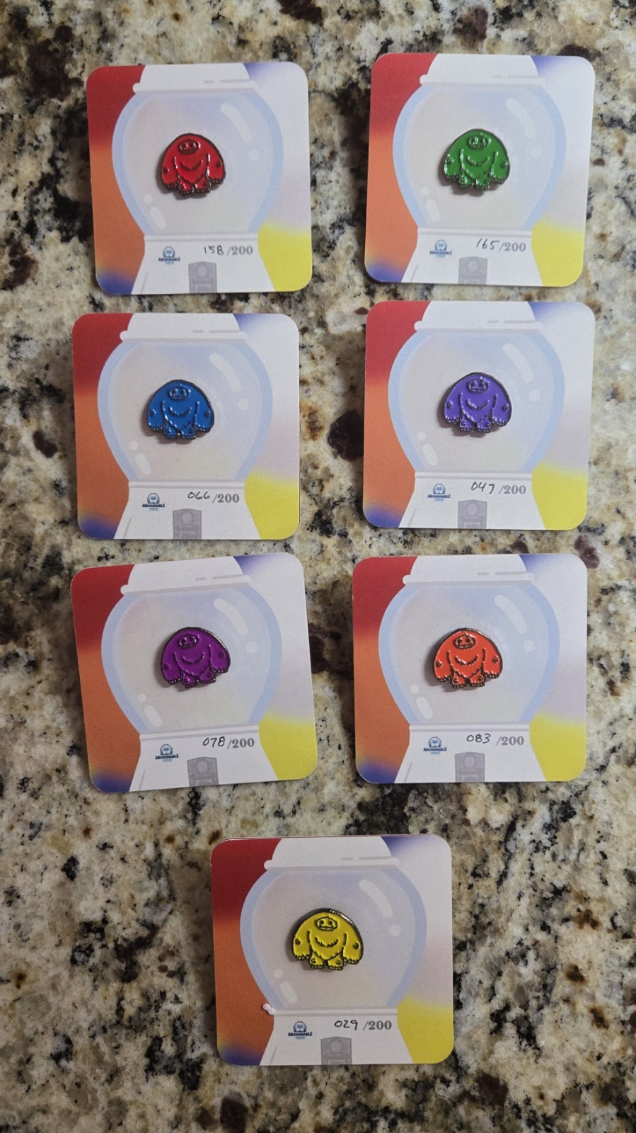 Abominable Toys Enamel Mini Chomp Pin Gumball Complete Set Ex Signed By CM & BS
