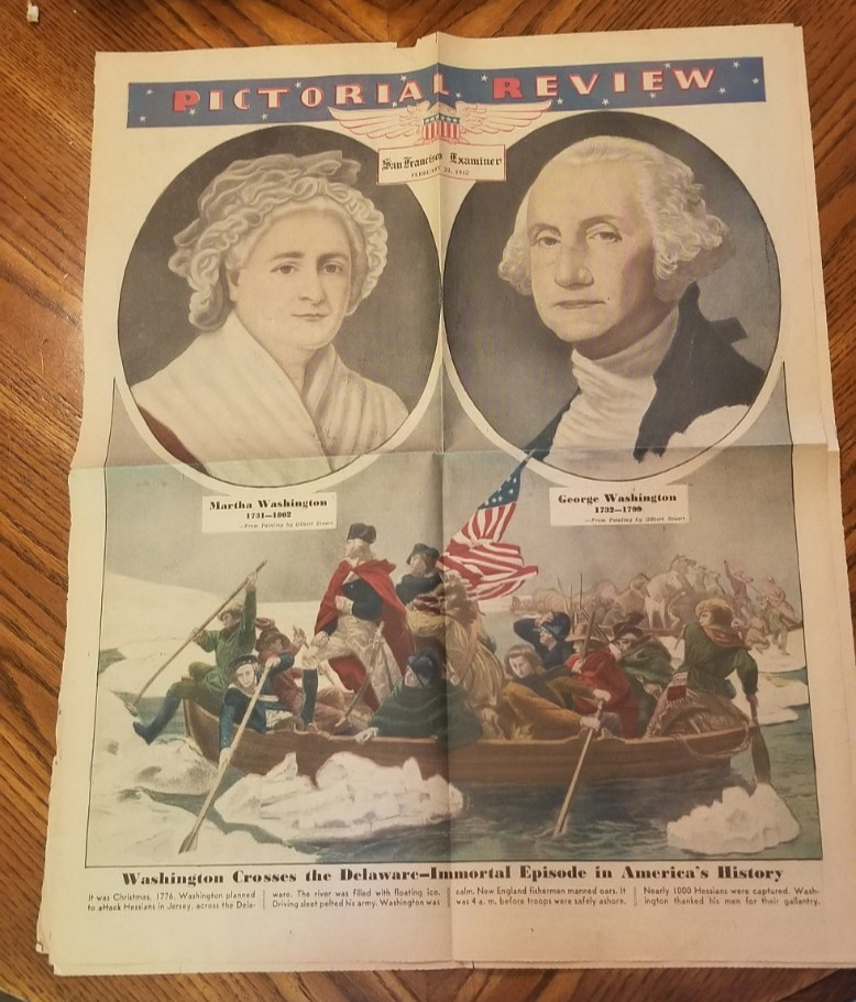 FEB. 22 1912 San Fransisco Examiner PICTORIAL REVIEW-GEORGE & MARTHA WASHINGTON