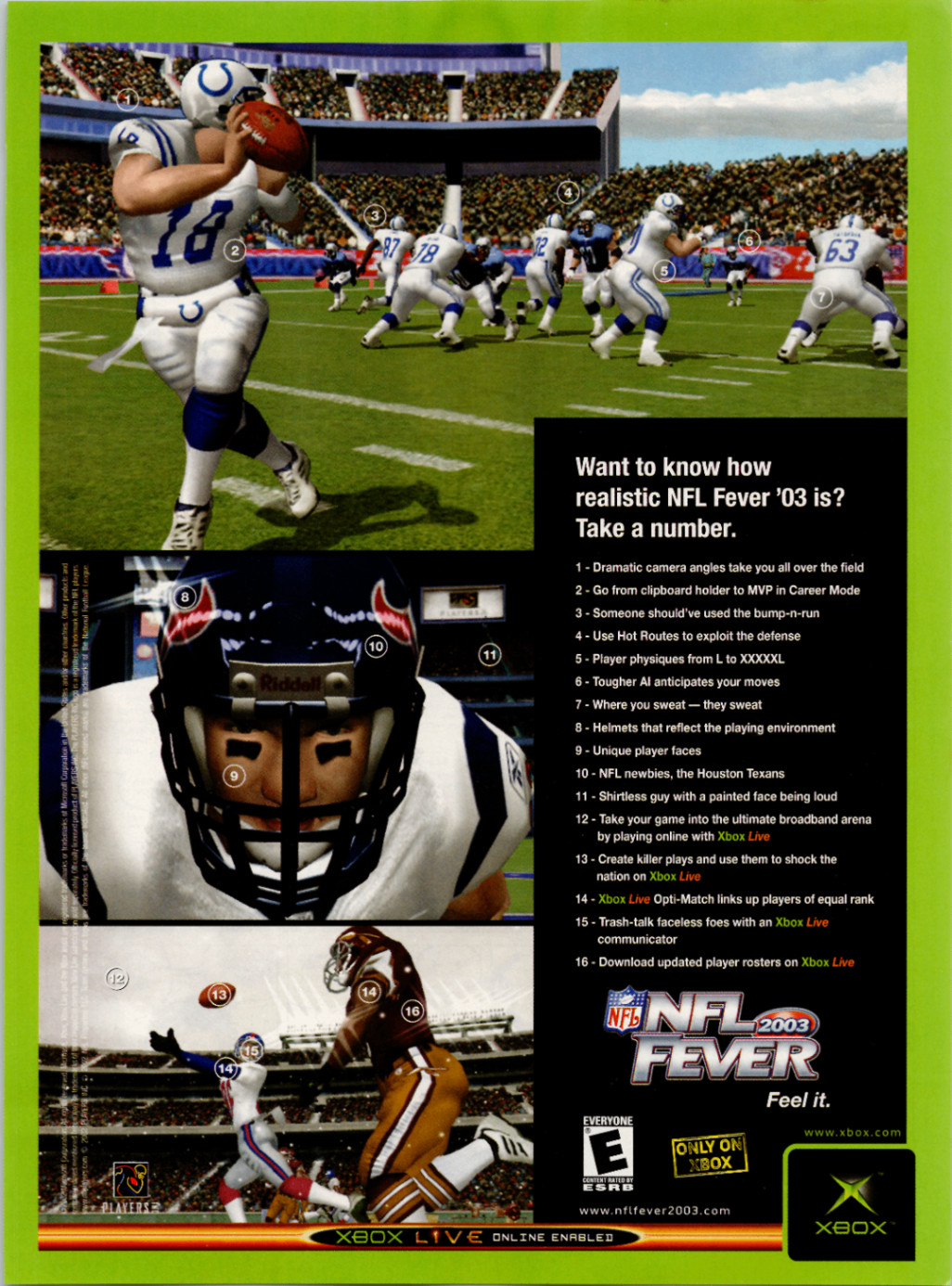 Microsoft Xbox NFL Fever 2003 Video Game Vintage Print Ad 2002 Football Gaming