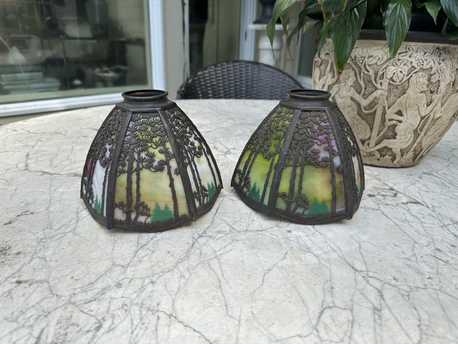 A Pair of Handel Overlay Lamp Shades