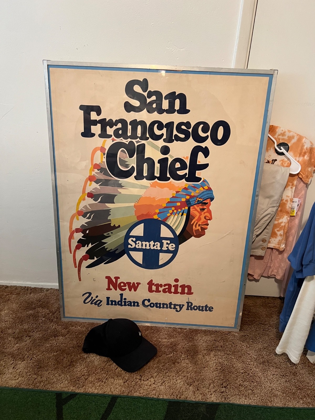 RARE San Francisco Chief Santa Fe New Train Via Indian County Route Poster