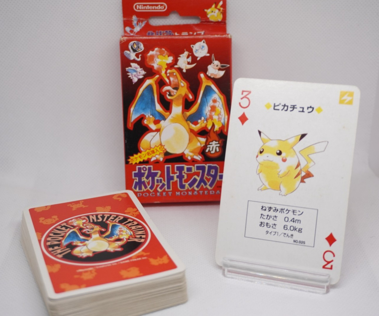 Vintage 1996 Nintendo Pokémon Red Charizard Playing Cards Complete Deck Japan