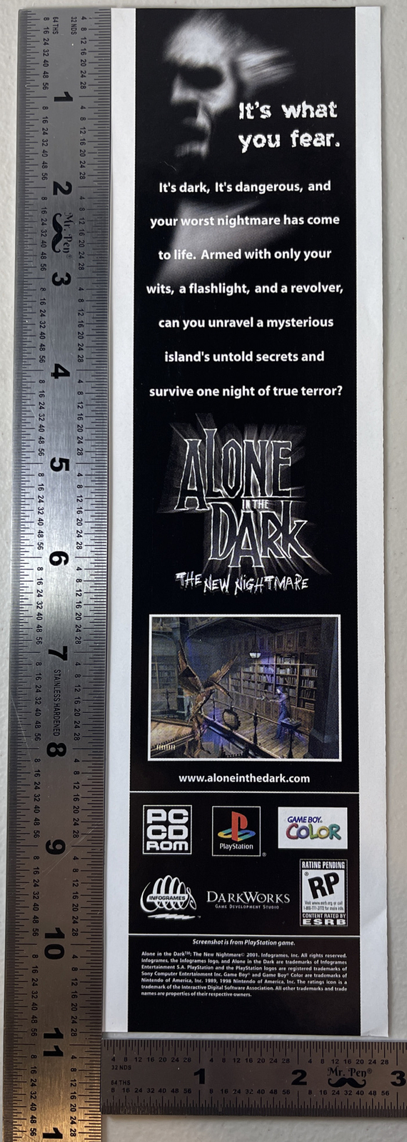 2001 Alone in the Dark New Nightmare Ad Playstation PS1 Gameboy Color Infogrames