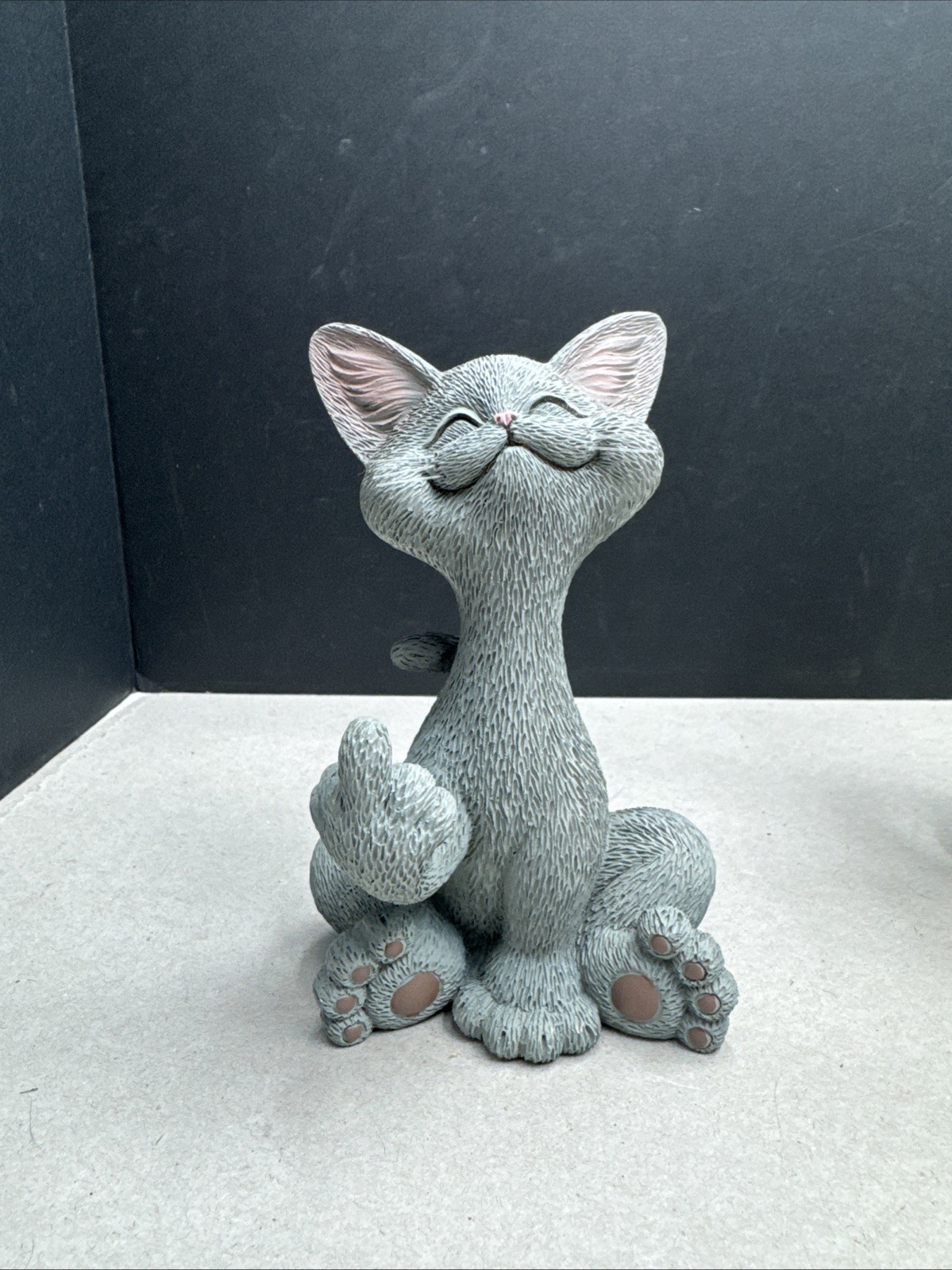 Hilarious Catitude Grey Cat Figurine Middle Finger Statue Cat Lover Gift Happy