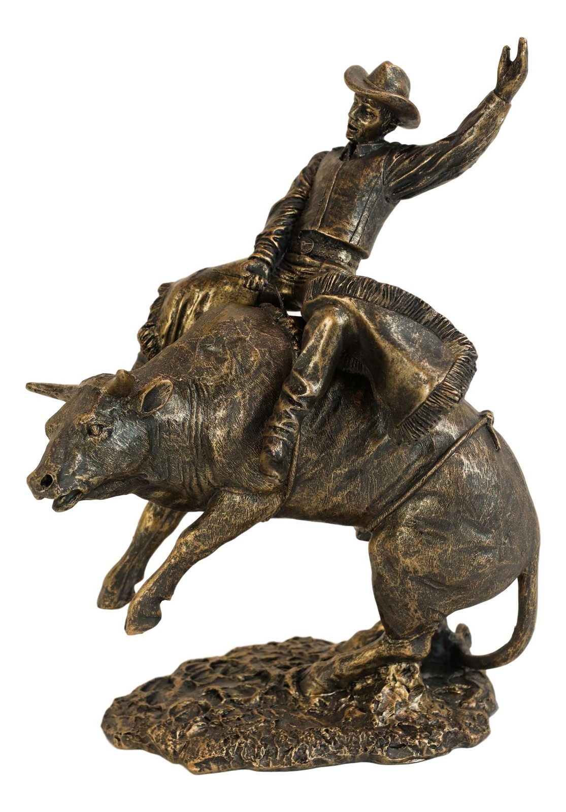 Ebros Rustic Western Rodeo Bull Rider Cowboy On Rearing Angry Bull Statue...