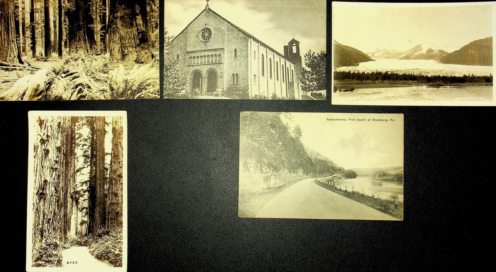 Lot 5 Vintage RPPC Real Photo Postcards Buildings and Scenery - KK-97