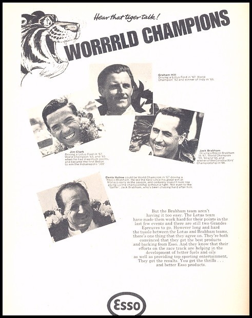 1967 Esso World Champions Tiger Vintage Advertisement Print Art Car Ad D130
